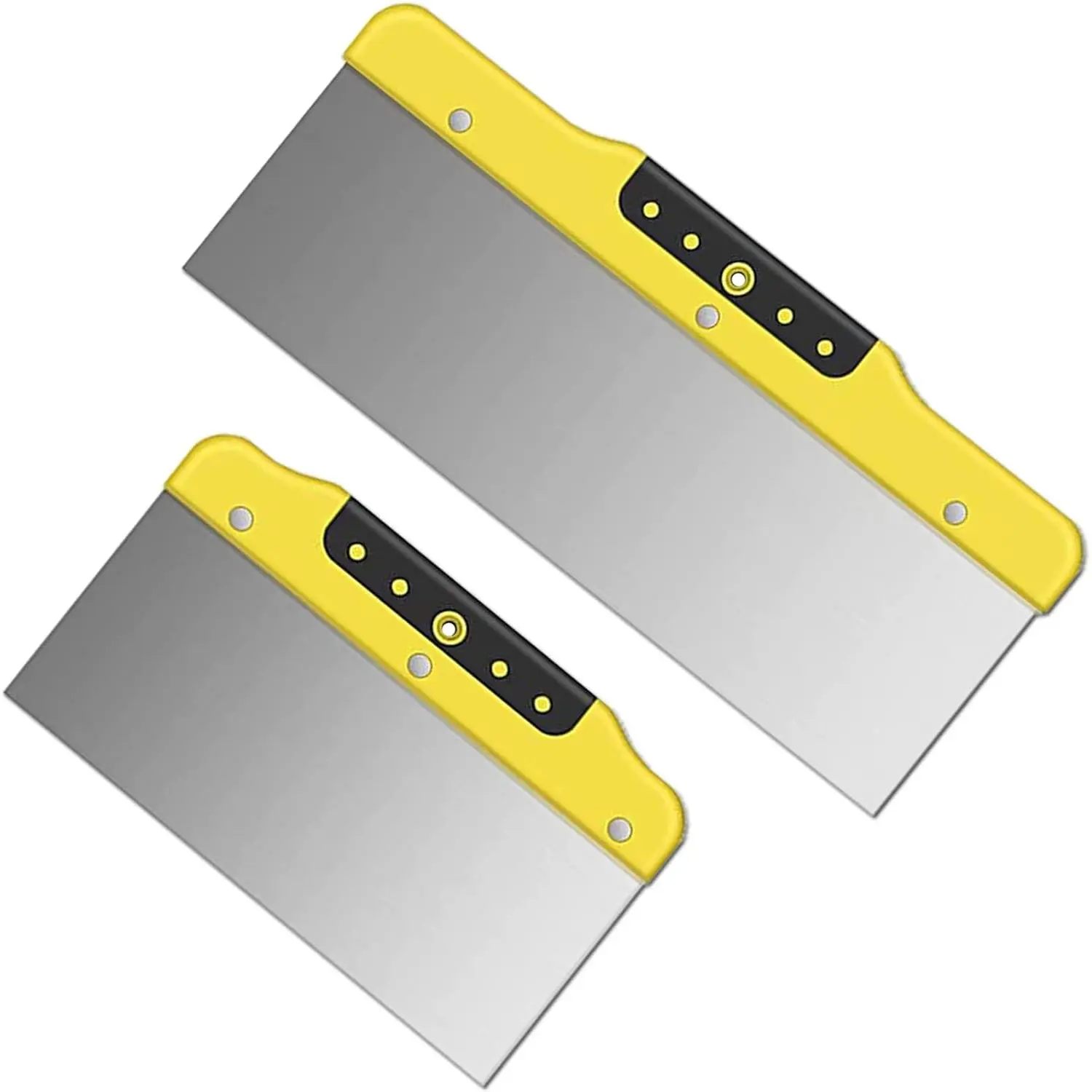 Stainless Steel Drywall Taping Knife Set - 8" & 12" Tapered Blade Putty Knives Scraper, Hand Tools for Wall Decoration