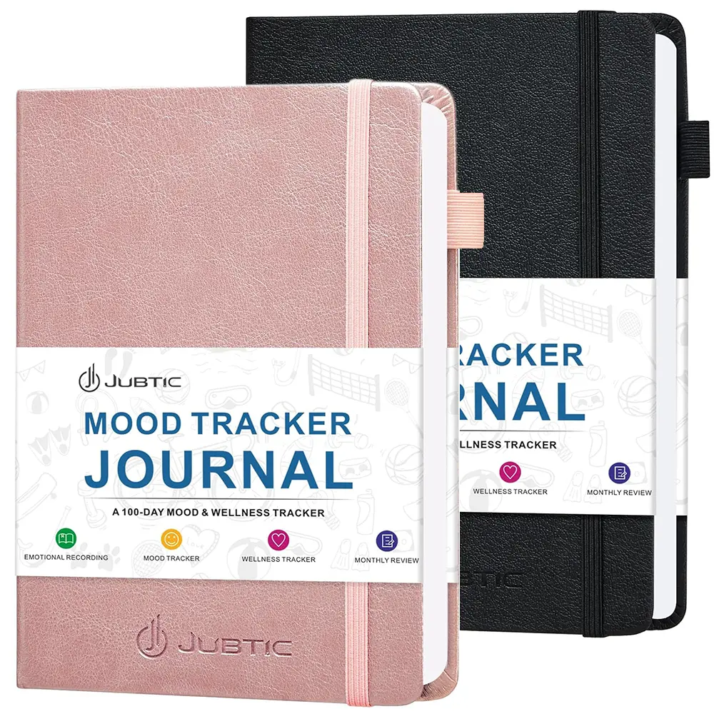 JUBTIC Mood Tracker Journal, Mental Health Journal for Women 2 in 1 package (Rose Gold*Black)