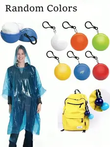 Portable Raincoat Balls Set, Disposable Thickened Rainproof Raincoats with Ball Storage Box, Ideal for Hiking and Camping, Random Colors