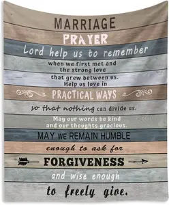 Marriage Prayer Gifts Blanket Wedding Anniversary Engagement Gifts for Couples Newly Engaged Unique Christian Decor Throw Blanket Religious Present for Women Men for Valentines, Birthday 60"X50"