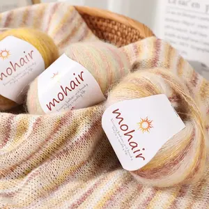 Striped Alpaca Wool Yarn Thread, Lightweight Knitting, DIY Handmade Material for Knitting Sweaters Scarves Hats Shawls, 45% Alpaca 25% Wool 30% Polyester