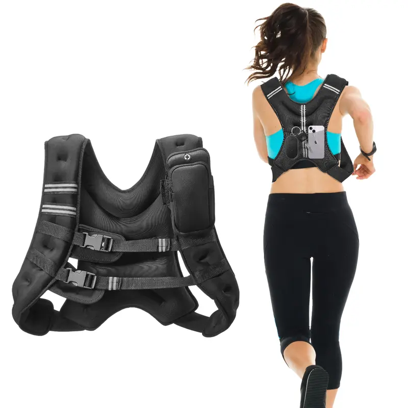 VEVOR Weighted Vest, TikTokShopBlackFriday, 20 lbs Weight Vest with Reflective Stripe, Adjustable Buckle Body Weight Vest for Men Women, Workout Equipment for Strength Training, Running, Jogging, Fitness, and Weight Loss