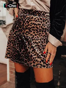 Hotapei Leopard Print Layered Mini Skirt, Spring & Fall Fashion, Sexy Style, Stacked Design, Women's Casual Wear