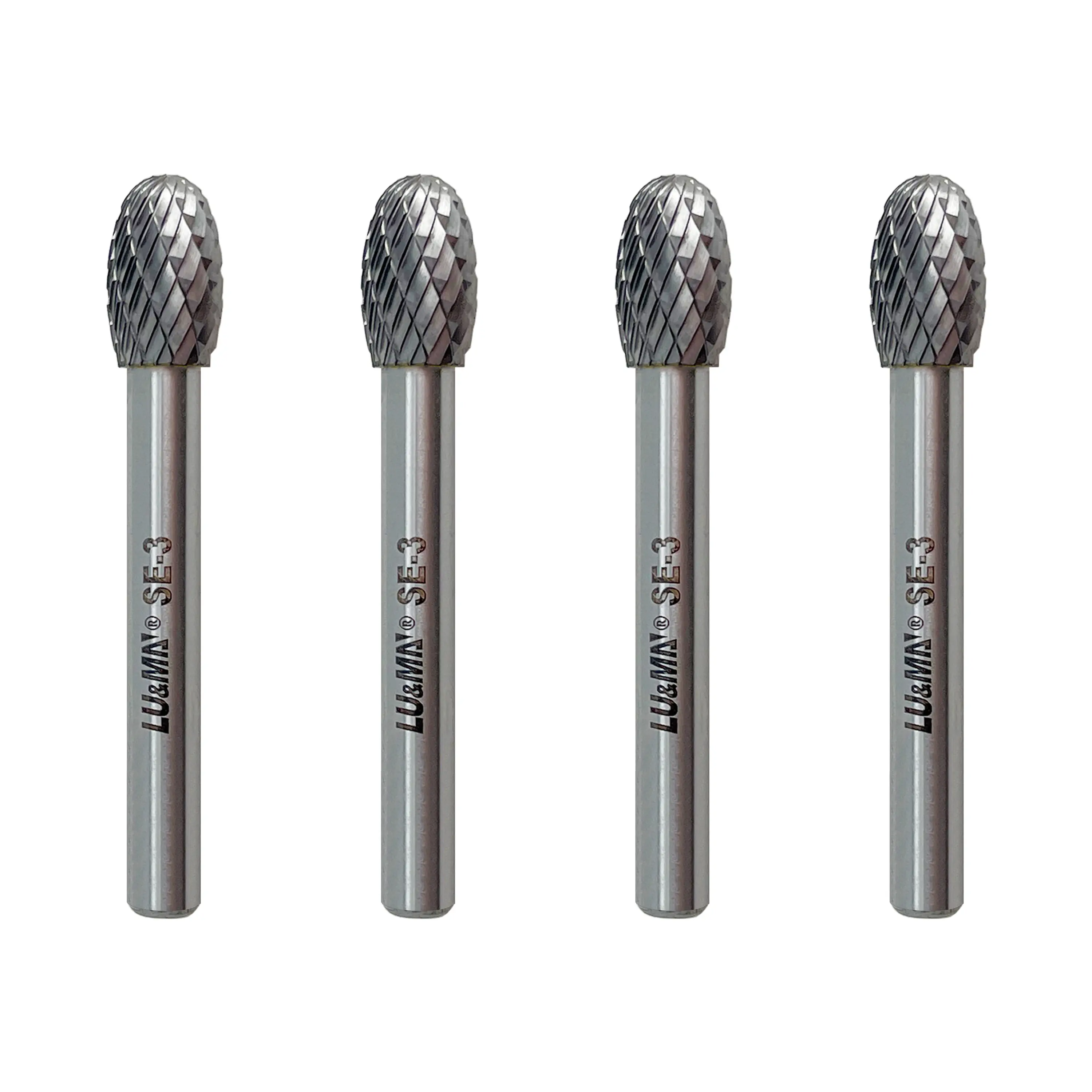 SE-3 Tungsten Carbide Burr Rotary File, Double Cut Oval Burs, 4pcs Tool