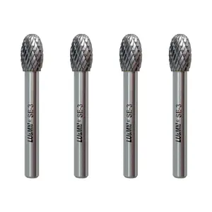 SE-3 Tungsten Carbide Burr Rotary File, Double Cut Oval Burs, 4pcs Tool
