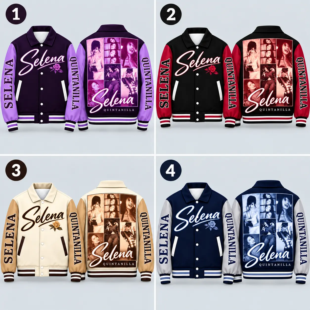 Selena Quintanilla Baseball Jacket, Vintage Photo Collage Varsity Jacket, Tejano Music Fan Gift, Unisex Tribute Outerwear