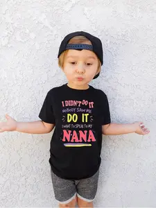 Toddler Boy's Letter Print Round Neck Tee, Summer Outfits 2024, Cute Casual Short Sleeve T-shirt for Kids Summer, Kids Clothes for Daily Wear, Graphic Print Shirt