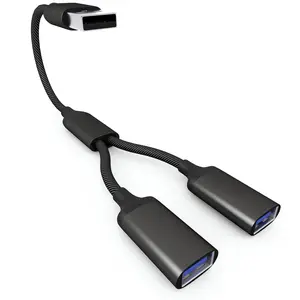 USB Splitter  1 IN 2 OUT 1FT,USB 2.0 Male to Dual Female Extension Cord,Double Data+Charger Y Split Adapter USBA Port Hub for Laptop,PC/Computer,Desktop,Keyboard/,LED,TV,Printer,/PS4/PS5