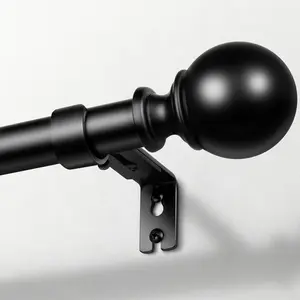Curtain Rods for Windows 48 to 84, 1 Inch Adjustable Heavy Duty Black Curtain Rod, Outdoor Indoor Room Divider Modern Drapery Pole, 48-86"