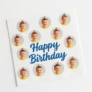 Birthday Napkins with Custom photos(Sublimation on paper napkins)/Personalized paper napkins with your photo