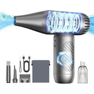 Electric Air Duster Kit, 3 Gears and Turbo Mode Dual Purpose Compressed Air Duster, Mini Vacuum Cleaner for Computer, , Keyboard and Home & Outdoor Dust Cleaning