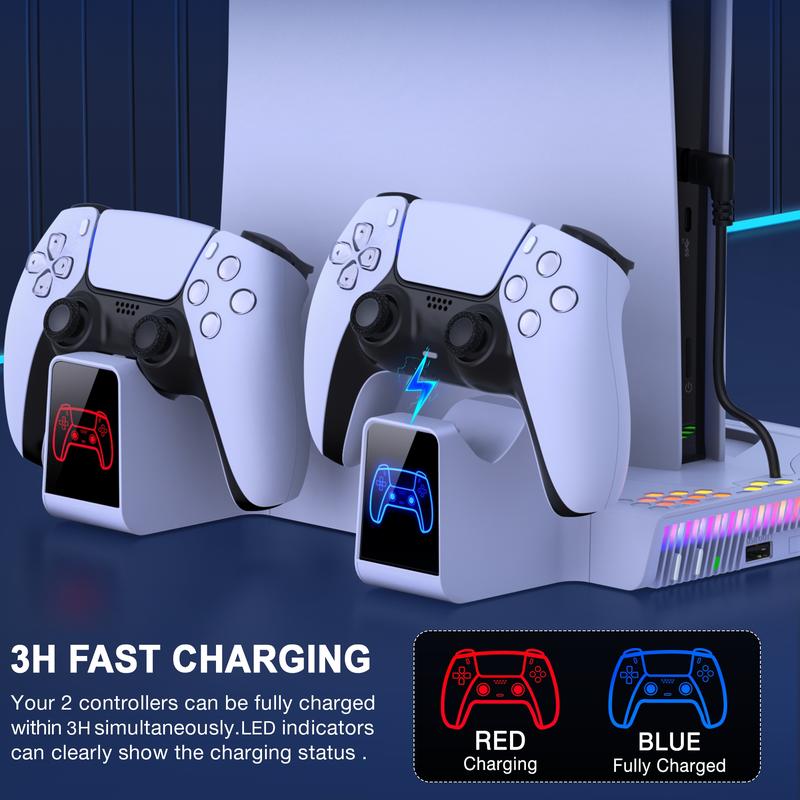 BEBONCOOL For PS5 Slim Cooling Stand Dual Controller Charging Station for Playstation 5 Console  Wall Mount Cooling Station PS5 Charger