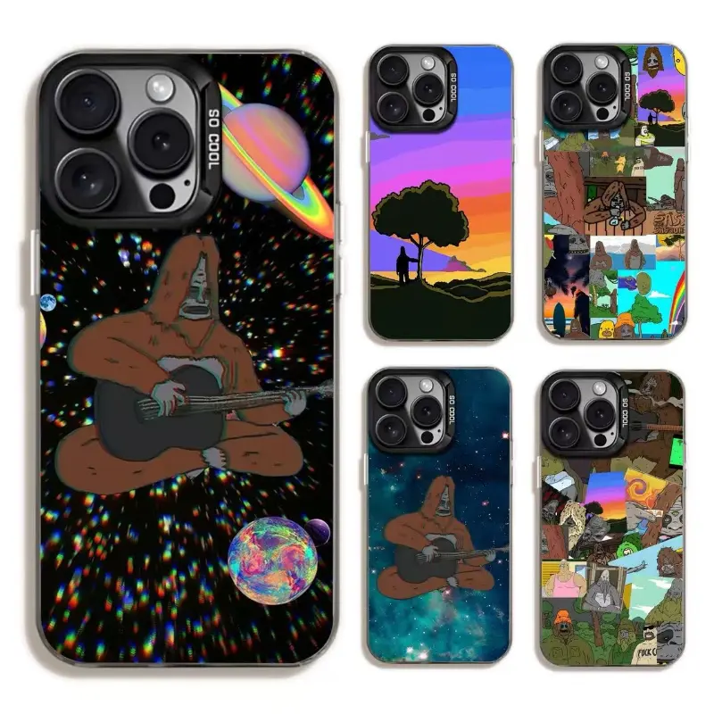Hot Sassy The Sasquatch Phone Cases For iPhone 17 Promax Pro Air 16 Plus 15 14 13 12 Artistic Painting Shells Black IMD Matte Shockproof Protective Cover Soft Touch Perfect Christmas Halloween Birthday Gift