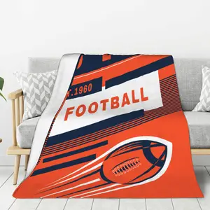 Denver Football Flannel Throw Blanket - For sofas, beds, living rooms, chairs, cars, beaches, travels, outdoor use, air conditioning covers - Rectangular shape, the perfect gift for sports enthusiasts