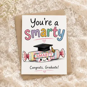 Smarty Graduation Card, Cute Congrats Graduate Greeting Card, Funny Candy Graduation Gift, Class Of 2026 Celebration Keepsake Card -DPCLICK