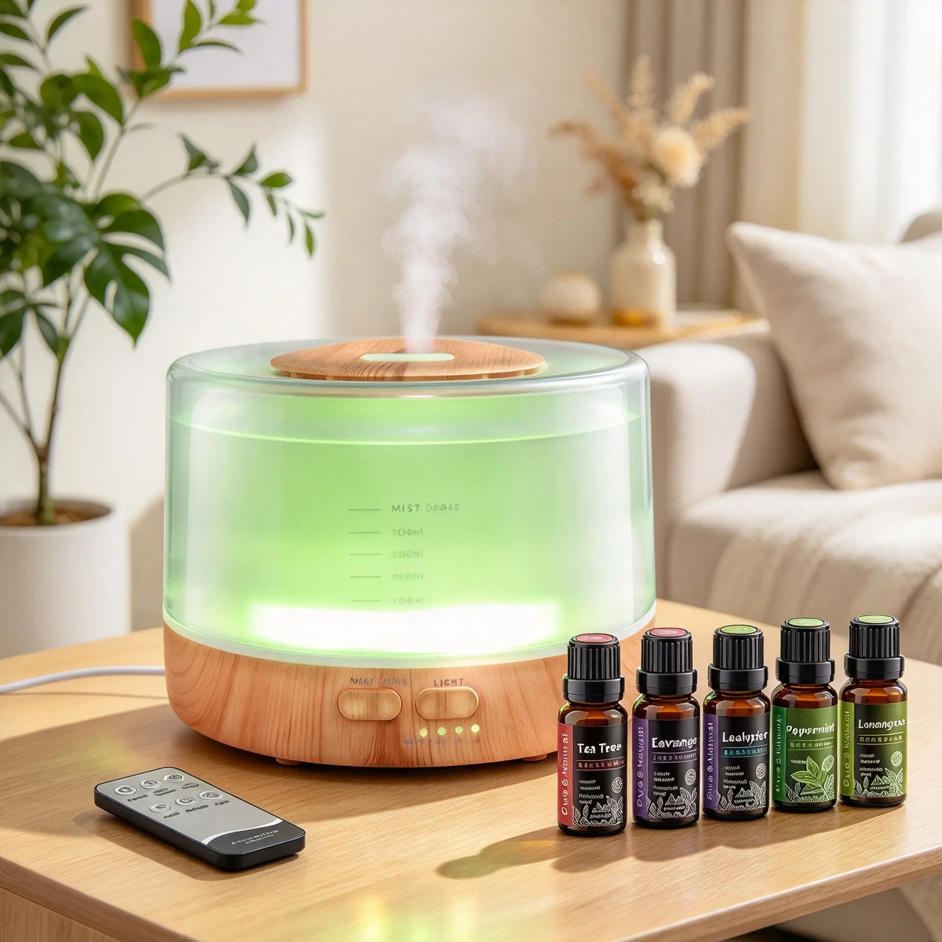 Remote Control Aroma Diffuser Humidifier 500ml 7 Color Changing LED Lamp Timer Home Fragrance Air Humidifier