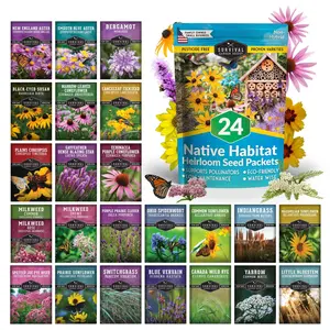 Native Habitat Seed Collection – 24 Native Wildflowers & Grasses for Pollinators, Meadows & Low-Maintenance Landscapes