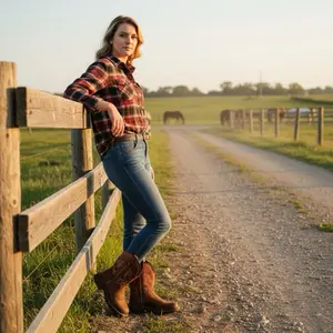 Justin Gypsy Cowboy Roper Boots Women's Size 7B Leather Brown Pink White L9903