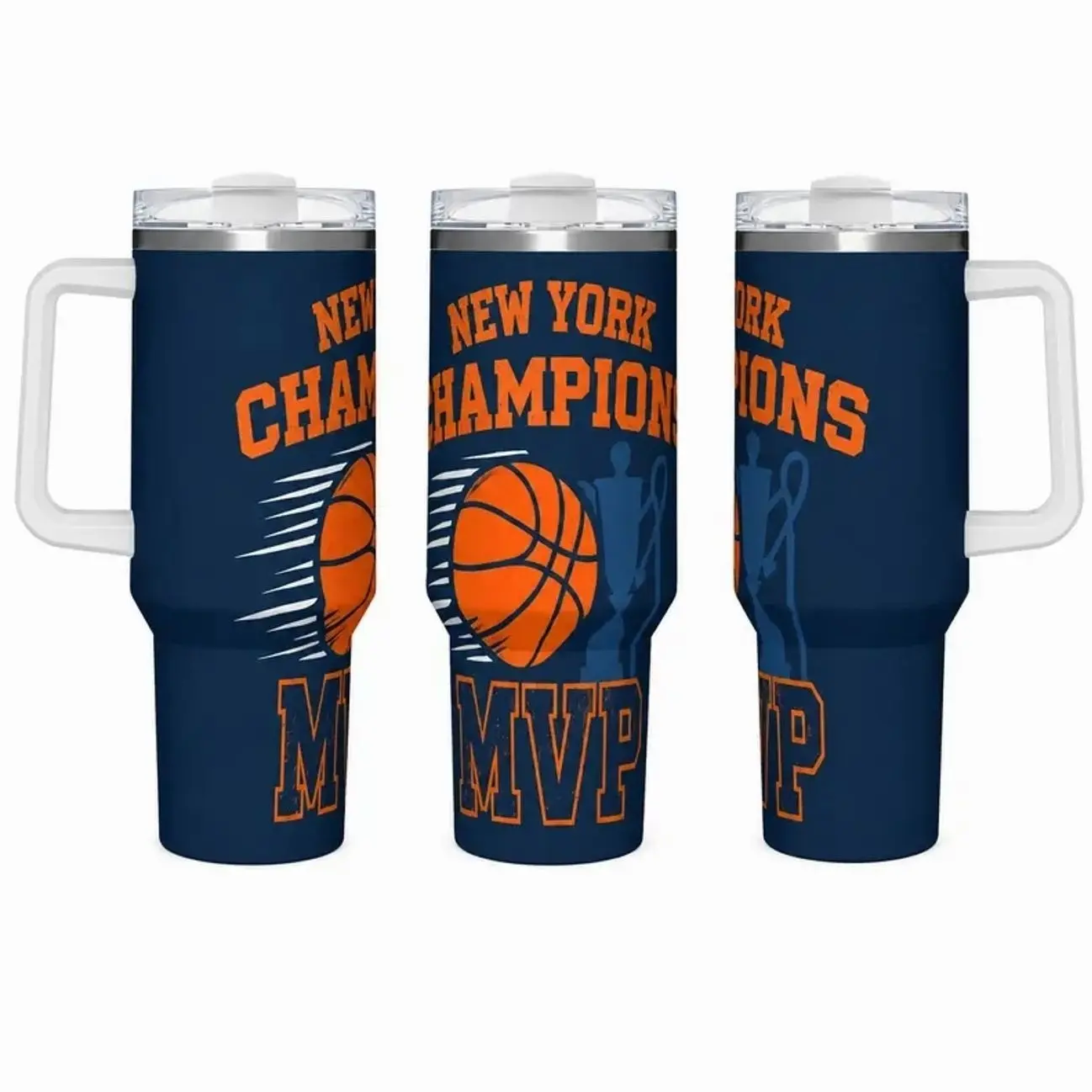 Basketball Champion Tumbler, 40oz Sports Travel Mug with Handle, Insulated Stainless Steel Cup for Basketball Fans