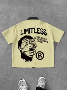 Men's Regular Fit Limited Edition Print Short Sleeve Shirt, Casual Comfy Top for Summer, Fashion Men's Clothes for Daily Wear, Casual Everyday Wear, Casual Streetwear Top, Casual Street Style, Gamis, Menswear