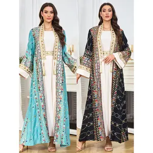 Middle East Dubai women's new long robe with heavy beading and pendants, fashionable Arabic dress