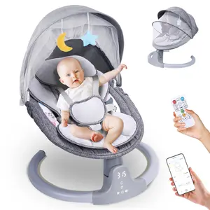 Baby Swing,Baby bouncer,BRC baby for Infants,Portable Electric Baby Rocker with 5 Sway Speed,10 Preset Songs,Remote Control,Bluetooth Music,Grey Electric Bluetooth Baby Swing with Remote mecedor  aparabebe swim electric  swing