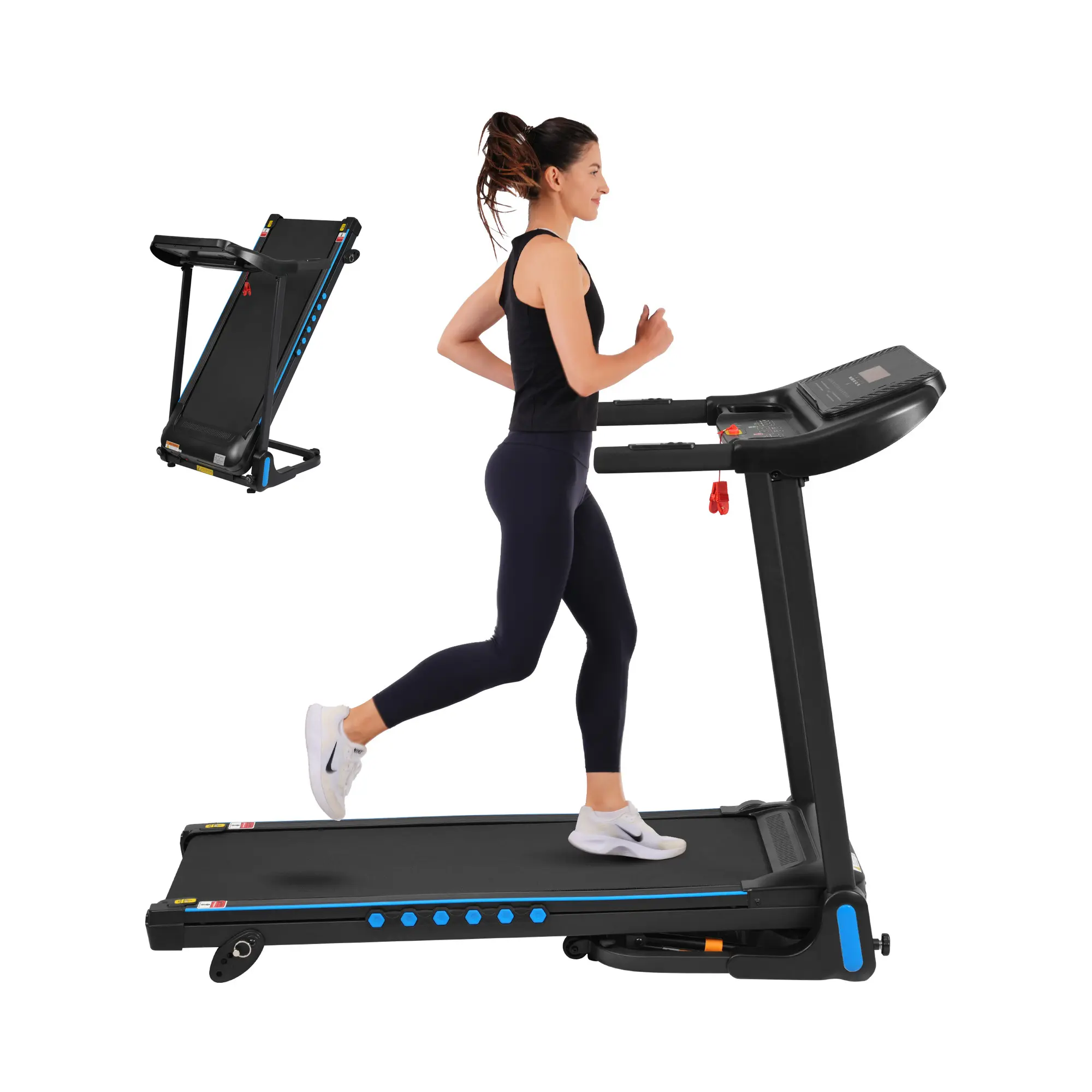 Heavy-Duty Treadmill for Home, Extra Sturdy Steel Frame, 350 lb Capacity, 15.35" Wide Belt, Quiet 40-55 dB, Handrail Speed Controls, 6% Incline, Hydraulic Folding