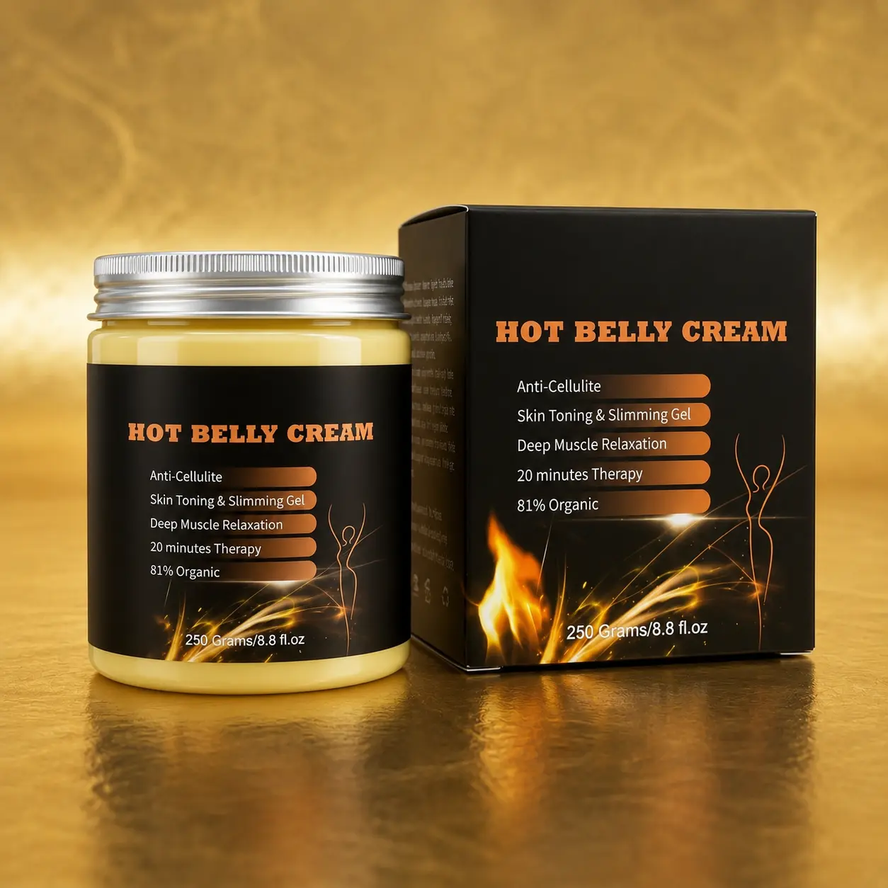 Hot Belly Warming Body Cream – Moisturizing Massage Cream for Daily Body Care – 250g