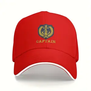 [Retro Captain Baseball Cap] Men's Retro Captain Baseball Cap with Navy Shield Patch MoistureWicking, Adjustable Fit, Unisex Black White Design, Outdoor Casual Style
