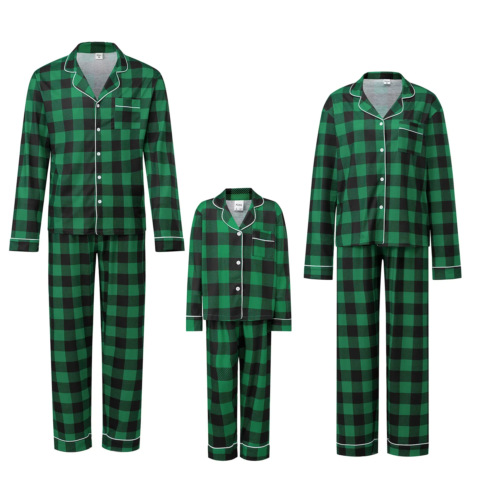 [Lullaby] Christmas Family Pajamas Matching Set, Long Sleeve Shirt with Pants Plaid Sleepwear Loungewear