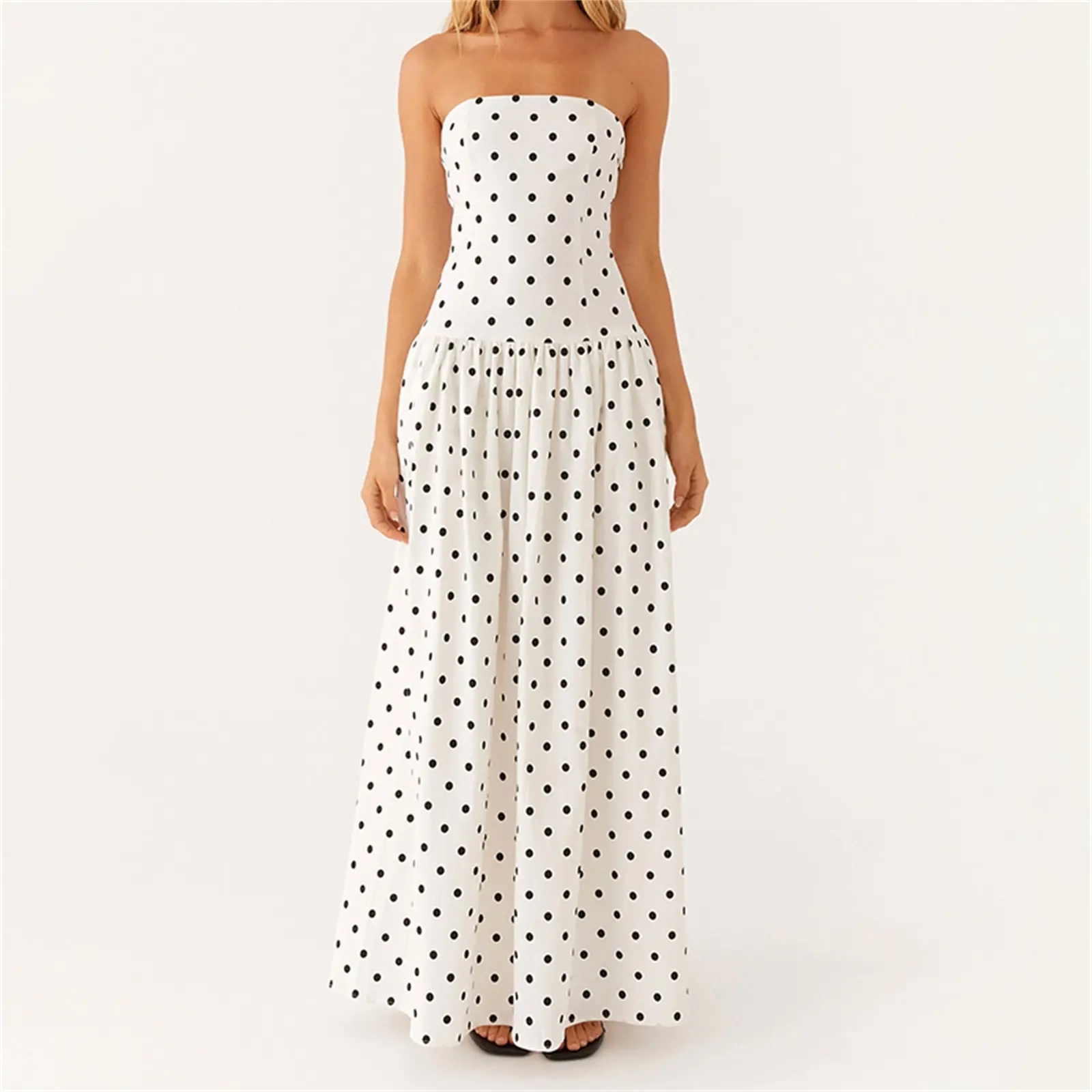 strapless bodycon dress pattern Women's 100% Polyester Tube - Sleeveless Long Casual Dress with Polka Dot or Floral Print color:Onyx double knit scuba] *The Rent White Fox Boutique Occasion:NYC