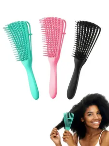 LMMAKE Clean Wide Tooth Comb with ToughMaterial Detangling Brush for All Hair Types Flexible Bristles Curved Hollow Body Scalp Massaging Smoothing Frizz Distributing Haircare Products for Fast Styling Multi-Use for Wet Dry Hair