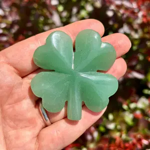Green Aventurine Four Leaf Clover - Carved Four Leaf Clover - Green Crystal Clover - Aventurine Crystal - Mini Four Leaf Clover Talisman
