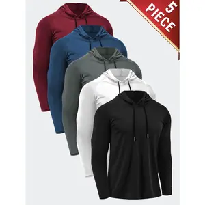 5 Pieces Men's Hooded Sweatshirt Long Sleeve Pullover Casual Fashion Warm Comfortable Breathable Fabric Suitable for Casual Outings Outdoor Sports Valentine's Day Gift