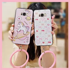 Dirt-resistant Waterproof Phone Case For Samsung Galaxy S8 Plus/S8+/SM-G9550 Soft Case heat dissipation Creative Protective Ring Cute Cartoon Funny Bracelet Youth Solid Color