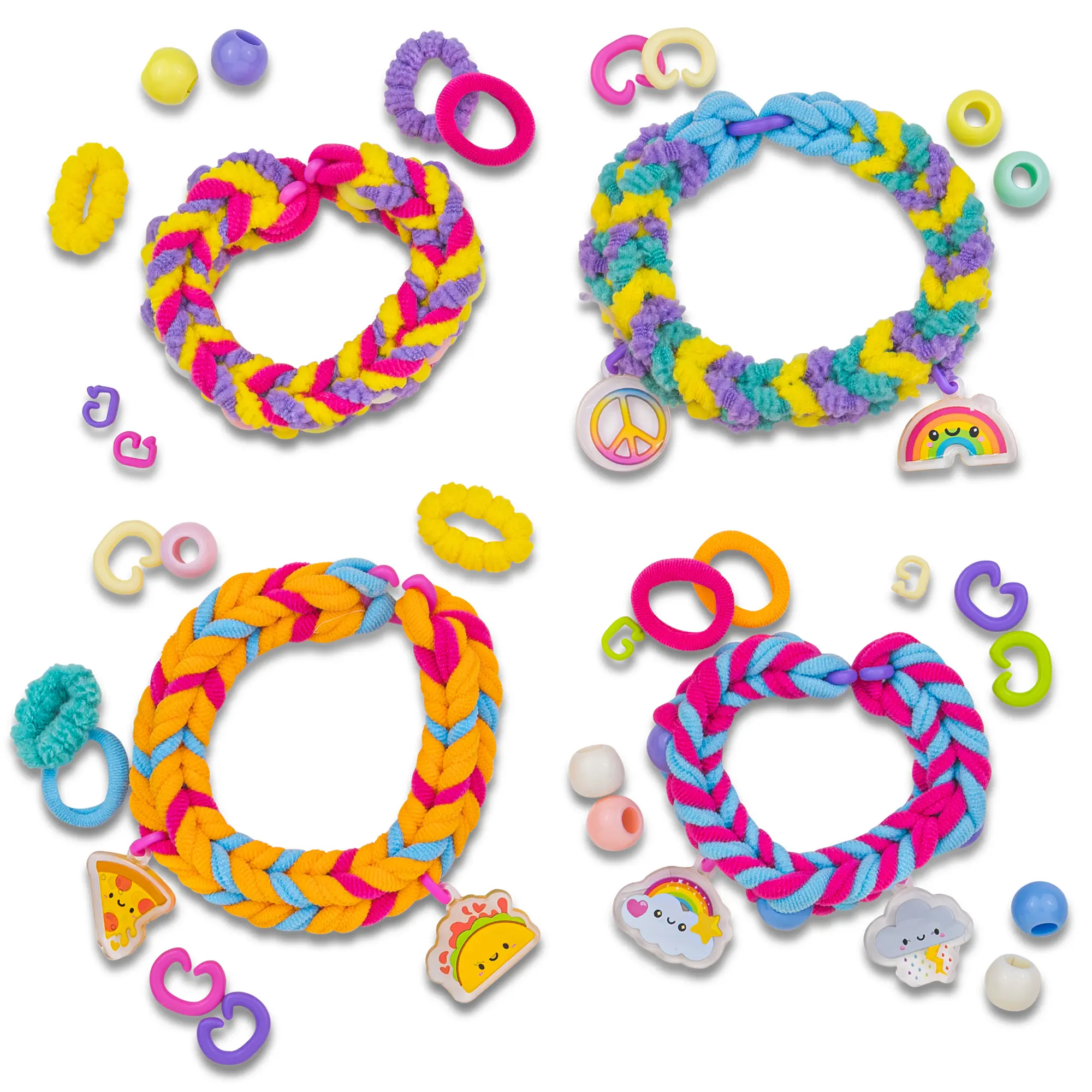Vibrant Rainbow Loom Fluff Bands Bracelet Making Kit - Unisex DIY Handmade Gifts Bead Bracelet Making Kit for Beading Projects