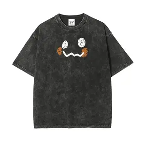 Oversized Vintage Washed Mimikyu Graphic Tee - Premium Cotton Unisex Streetwear T-Shirt for Men & Women, Y2K Anime Style