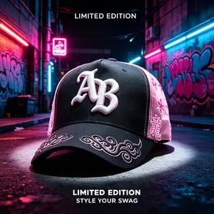 Pink & Black Dragon Embroidery Flat-Brim Cap — Oriental-Style Hip-Hop Baseball Cap: An Essential, Trendy Streetwear Accessory