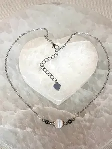Genuine Selenite & Hematite Crystal Necklace