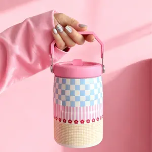 Style Floral Pattern Stainless Steel Insulated Cup, Large Capacity Water Bottle, Travel Mug, Coffee Cup, Sports Flask, Leakproof Insulated Tumbler
