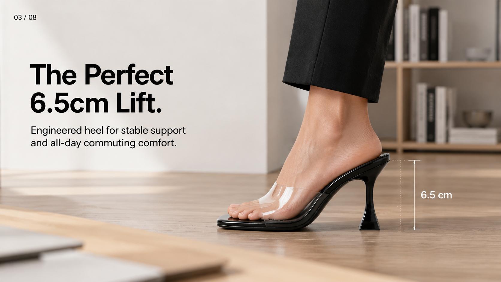 GeeYea women’s Clear Mule Heels, Square Toe Open Toe Slip-On Sandals with Transparent PVC Strap, Black High Heel Dress Shoes for Date Night, Party & Spring Summer Outfits