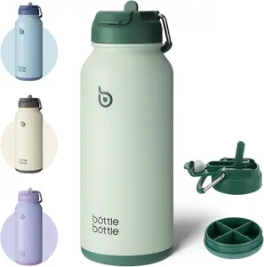 BOTTLE BOTTLE 32oz Insulated Water Bottle Stainless Steel Sport Water Bottle with Straw Dual-use Lid Design for Gym