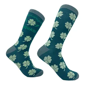 Womens Shenanigans Squad Socks Funny St Paddys Day Novelty Clover Footwear Funny Graphic Socks Comfortable Fitted Spandex Cotton