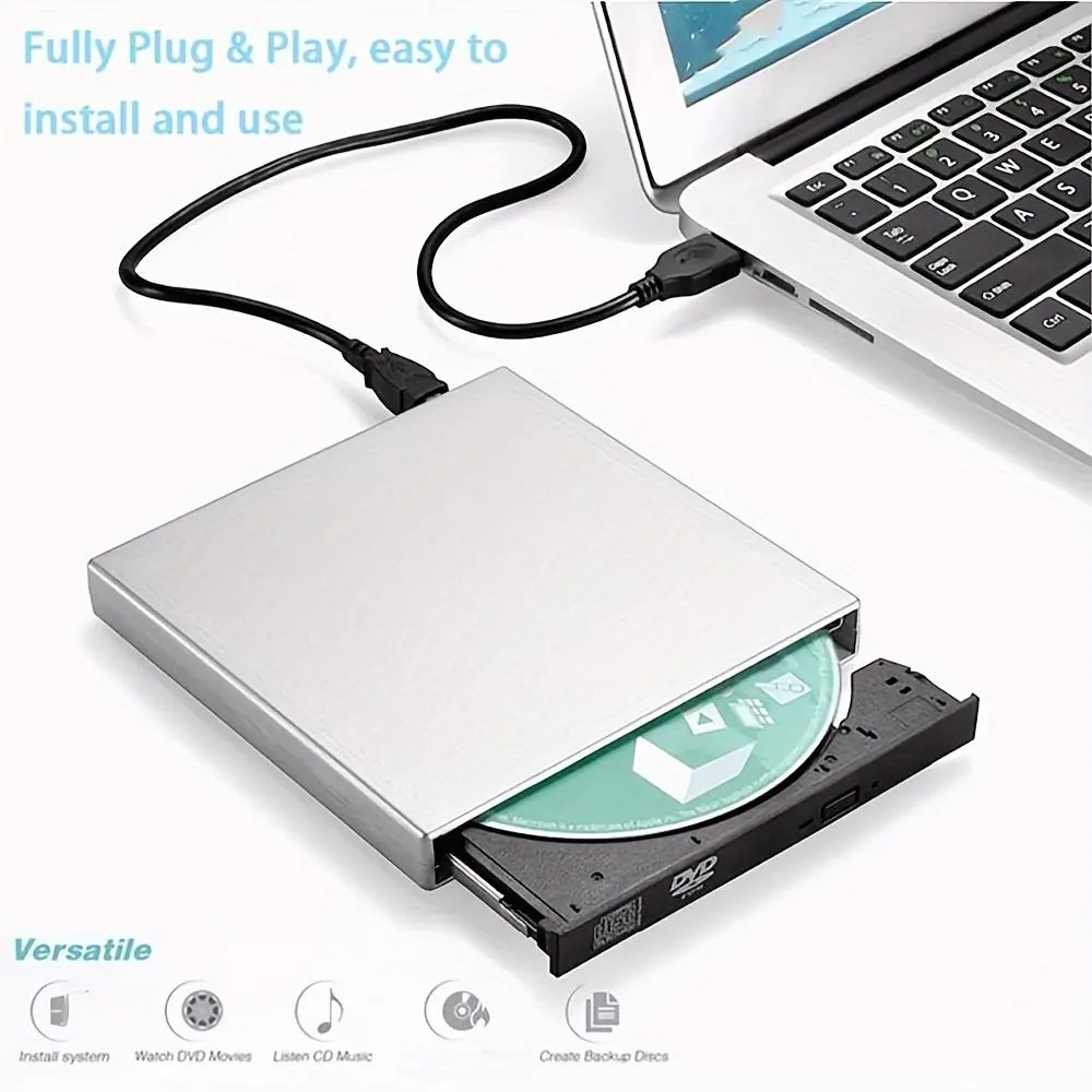 External DVD CD/DVD-ROM CD-RW Player Portable External CD-RW Drive DVD-RW Burner Recorder Player for Laptop Desktop Computer with Storage Bag