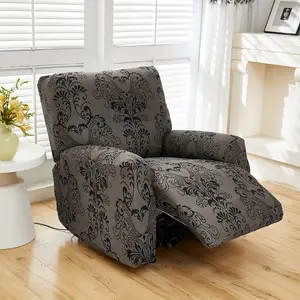 European Print Milk Silk Elastic Recliner Sofa Set, Includes Backrest and Two Armrests, Durable Fabric, Easy Care, Ideal for Hotel Restaurant Office