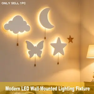 LED Floating Wall Light, Star Moon Butterfly Cloud Options, Battery Powered Hanging Night Lamp, Soft Glow, Easy Installation, Indoor Wall Light