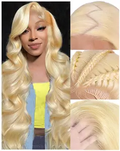 613 13x6 Lace Front Wig Human Hair 200 Density Body Wave Blonde Lace Front Wigs Human Hair 28 Inch Full & Thick 613 HD Lace Frontal Wig Pre Plucked with Baby Hair for Women. summerwins