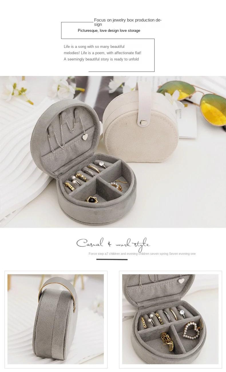 Portable jewelry box, flannel, mini portable cute box, necklace, rings, earrings, earrings, studs, jewelry, jewelry storage box