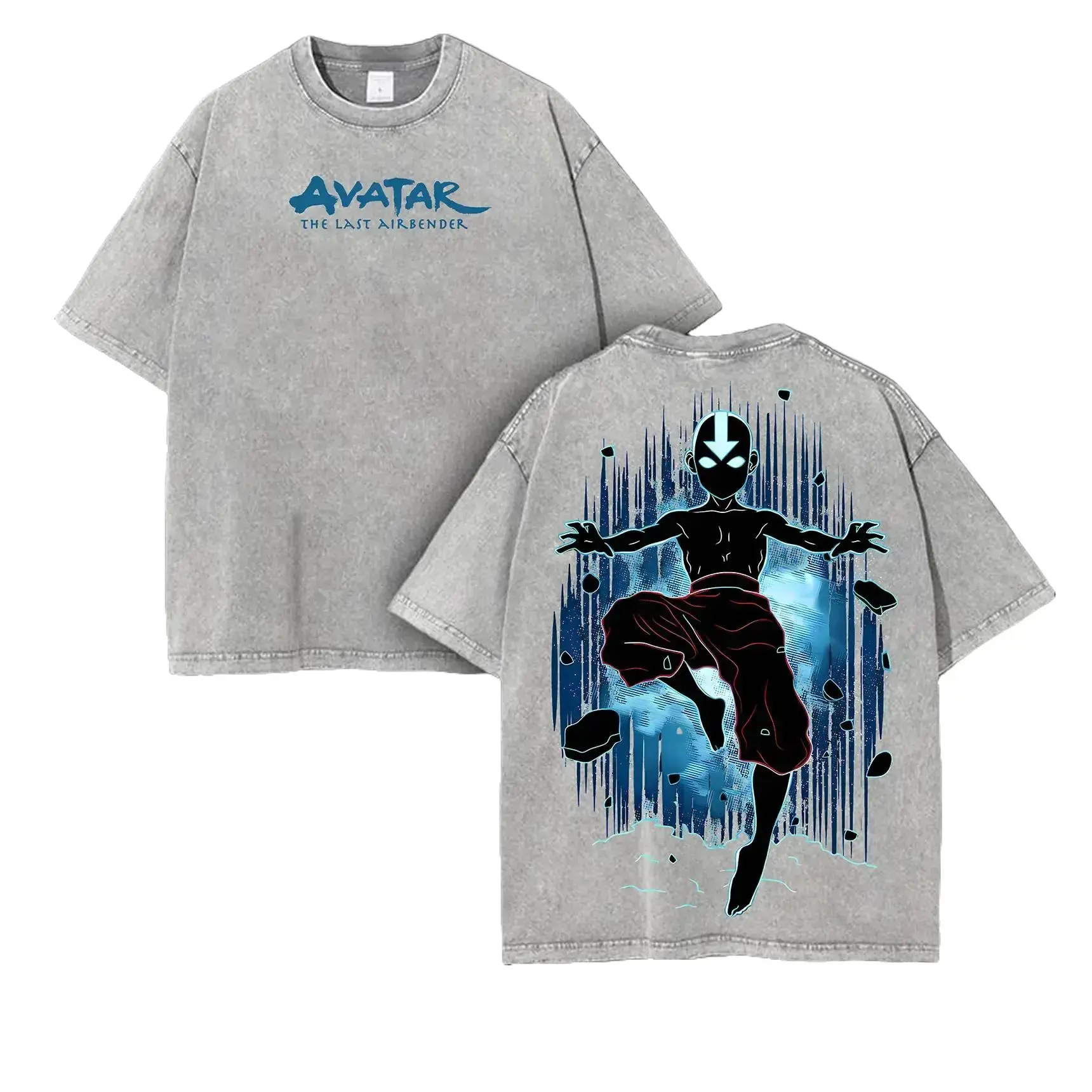 [BT] Aang T-Shirt - Avatar the Last Airbender Shirt, Animated Shirt, Vintage T-Shirt Menswear Top Underwear Tshirt The Last Air Nomad - The Avatar Anime Double Printed Washed Tee Unisex Oversize Anime Manga MCV