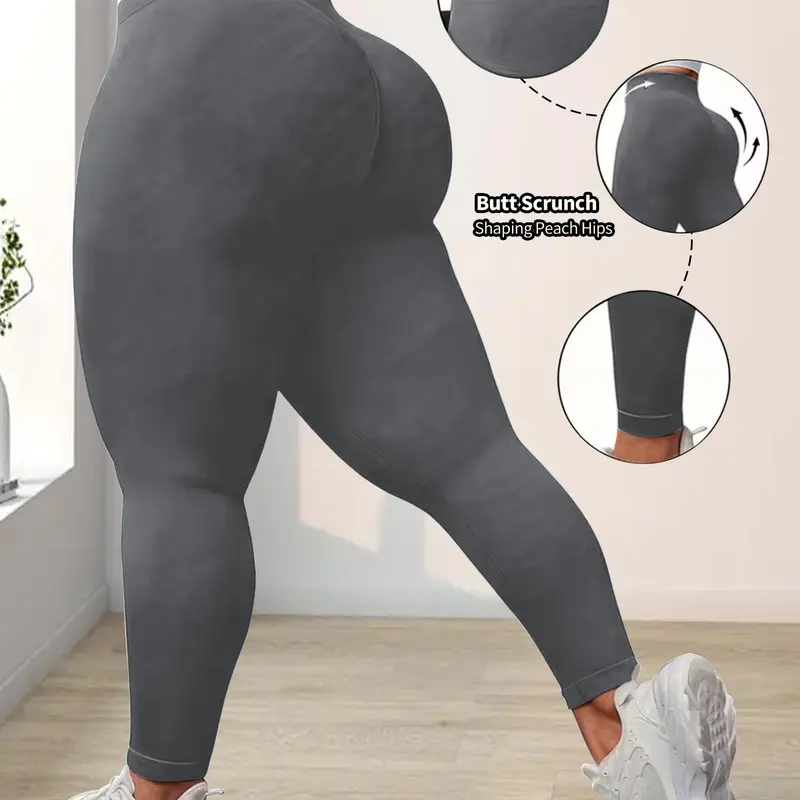 Women's Plus Size High Waist Tight Pants, High Waisted Legging, High Waists Leggings, Abdominal Control, Yoga/gym/running, Outdoor Daily Wear, Athleisure Bottoms, High Waisted Sportswear, Multiple Colors Available, Scrunch Sports Leggings